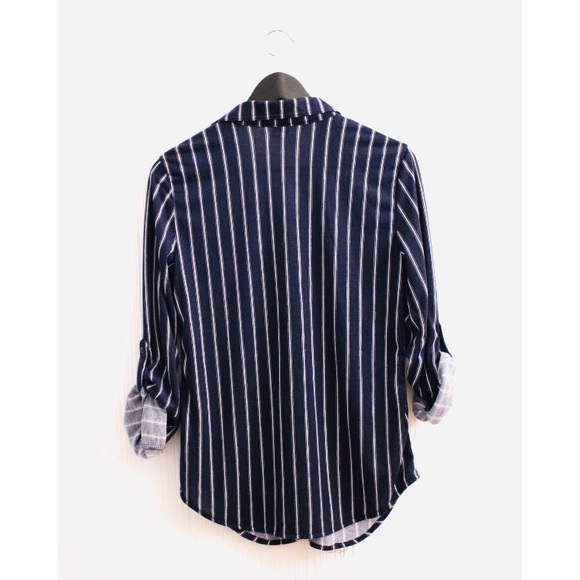 Navy Blue Striped Button-Down (Size Small) - Picture 2 of 2